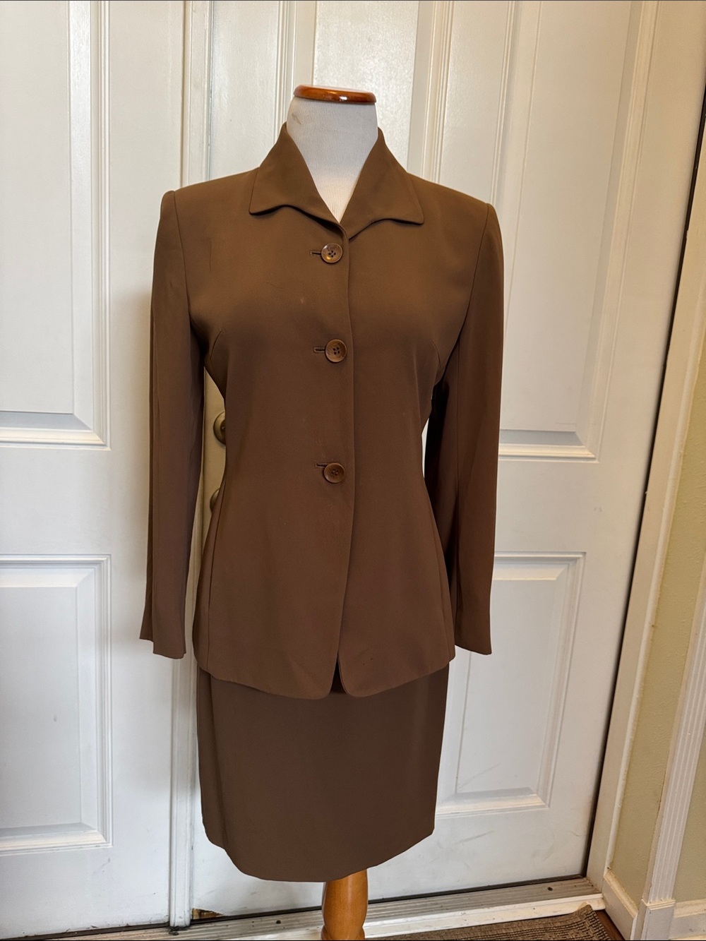 Rena Rowen Women's Brown Tailored Button Front Jacket and Skirt Set